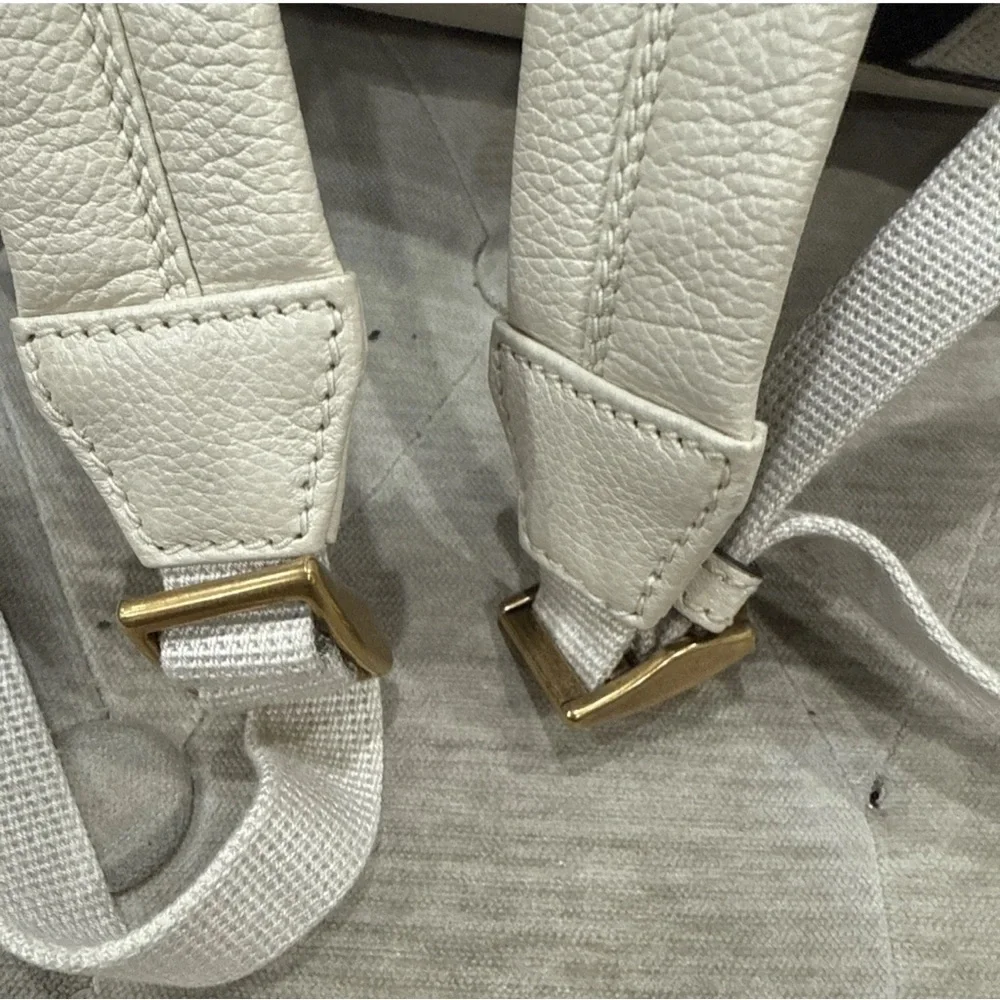 Gucci Web Logo Cripto Print Leather Ecru Color Authentic Women (Unisex) Backpack - Picture 8 of 15